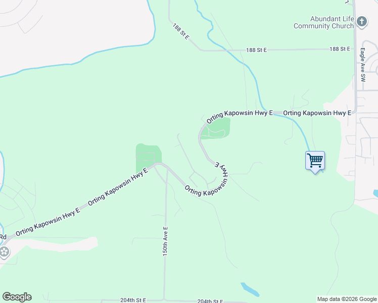 map of restaurants, bars, coffee shops, grocery stores, and more near 15121 197th Street East in Orting