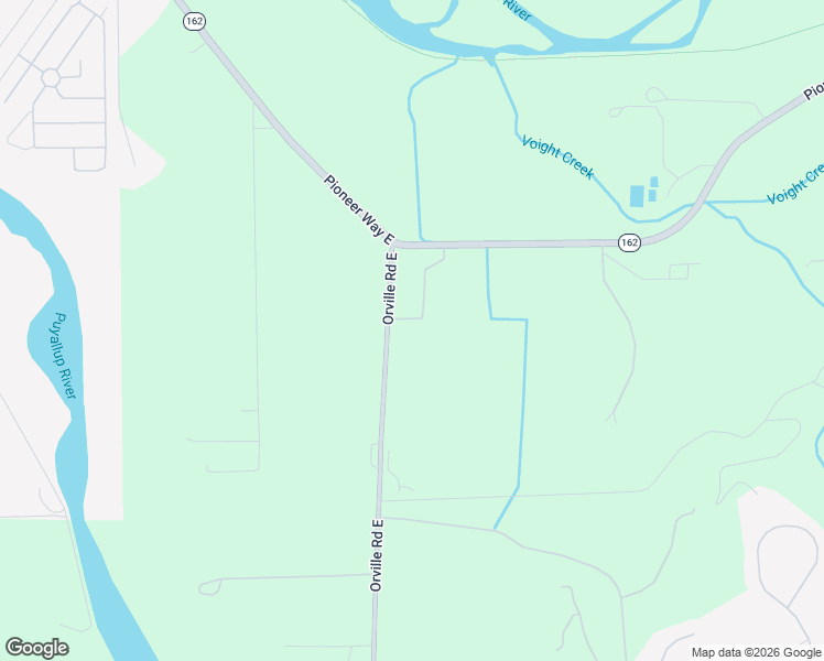 map of restaurants, bars, coffee shops, grocery stores, and more near 19405 Orville Road East in Orting