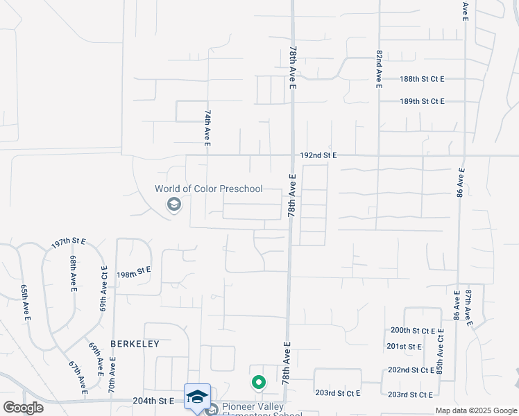 map of restaurants, bars, coffee shops, grocery stores, and more near 7618 194th Street Court East in Spanaway
