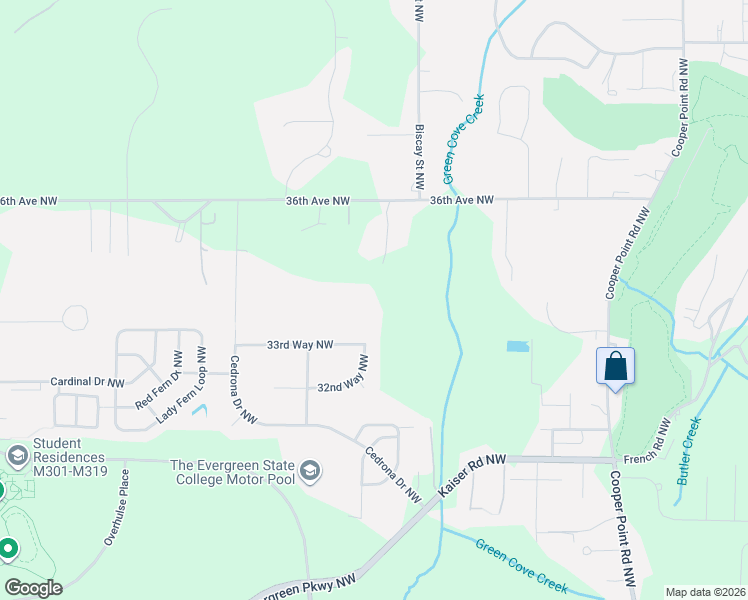 map of restaurants, bars, coffee shops, grocery stores, and more near 3351 36th Avenue Northwest in Olympia