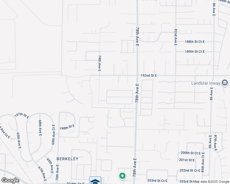 map of restaurants, bars, coffee shops, grocery stores, and more near 7522 193rd Street Court East in Spanaway