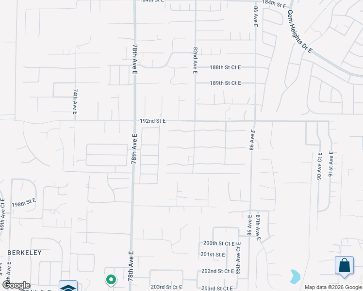 map of restaurants, bars, coffee shops, grocery stores, and more near 8408 195th Street East in Spanaway
