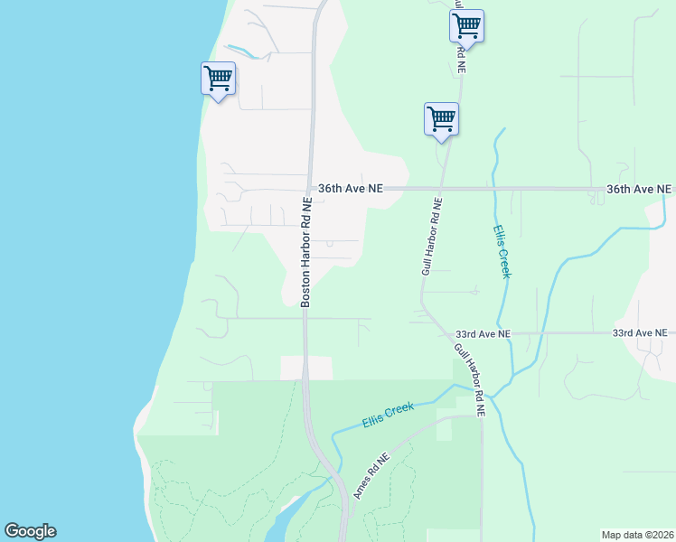 map of restaurants, bars, coffee shops, grocery stores, and more near 3430 Boston Harbor Road Northeast in Olympia