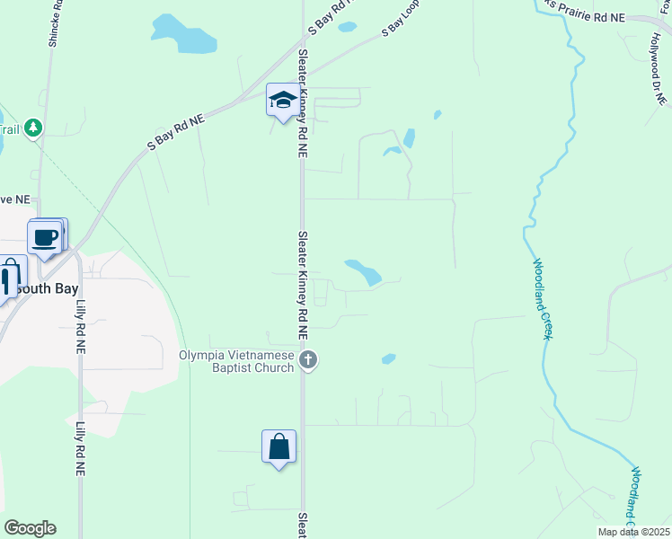 map of restaurants, bars, coffee shops, grocery stores, and more near 3418 Sleater Kinney Road Northeast in Olympia