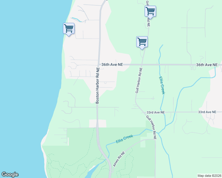 map of restaurants, bars, coffee shops, grocery stores, and more near 3430 Boston Harbor Road Northeast in Olympia