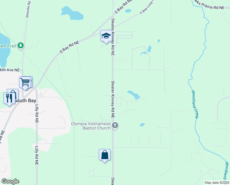 map of restaurants, bars, coffee shops, grocery stores, and more near 3416 Sleater Kinney Road Northeast in Olympia