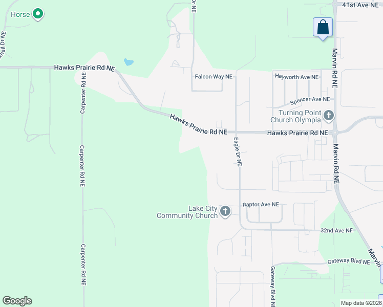 map of restaurants, bars, coffee shops, grocery stores, and more near 6811 Hawks Prairie Road Northeast in Olympia