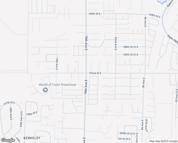 map of restaurants, bars, coffee shops, grocery stores, and more near 19114 78th Avenue Court East in Puyallup