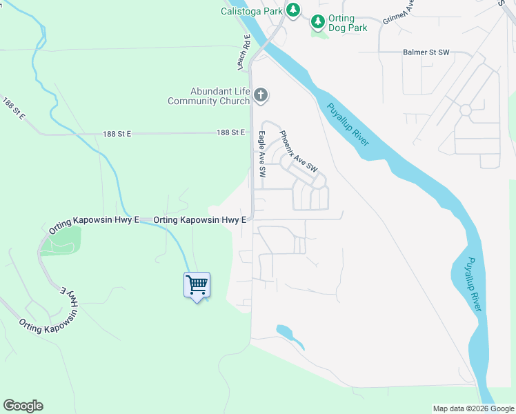 map of restaurants, bars, coffee shops, grocery stores, and more near 1215 Orting Kapowsin Highway East in Orting