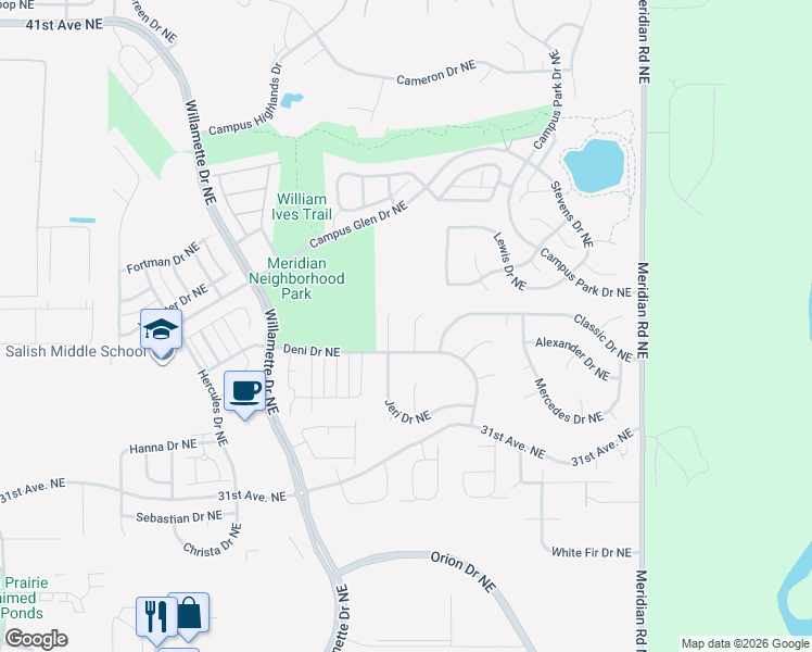 map of restaurants, bars, coffee shops, grocery stores, and more near 3408 Lynn Court Northeast in Lacey