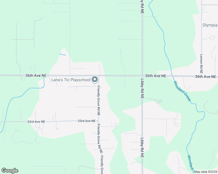 map of restaurants, bars, coffee shops, grocery stores, and more near 3444 Friendly Grove Road Northeast in Olympia