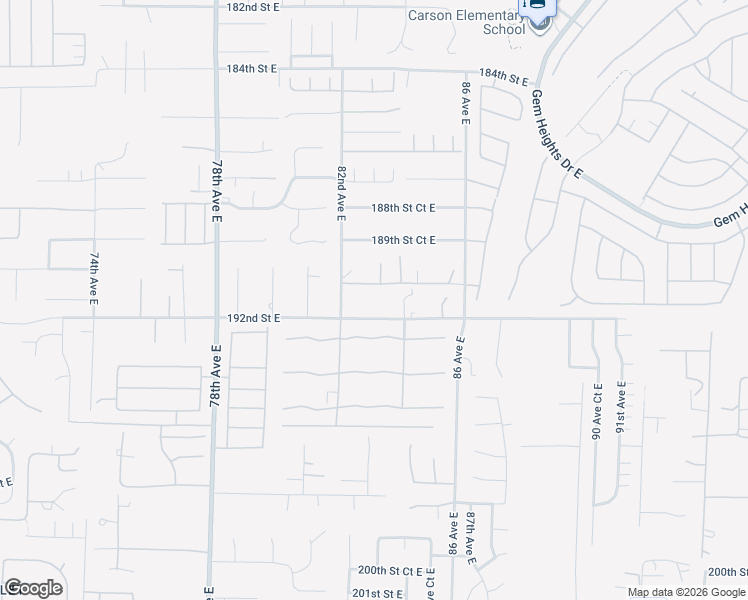 map of restaurants, bars, coffee shops, grocery stores, and more near 8303 192nd Street East in Spanaway
