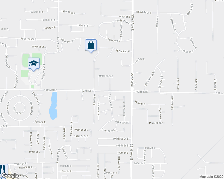 map of restaurants, bars, coffee shops, grocery stores, and more near 19121 19th Avct East in Spanaway