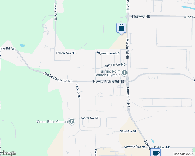 map of restaurants, bars, coffee shops, grocery stores, and more near 3508 Hepburn Street Northeast in Lacey