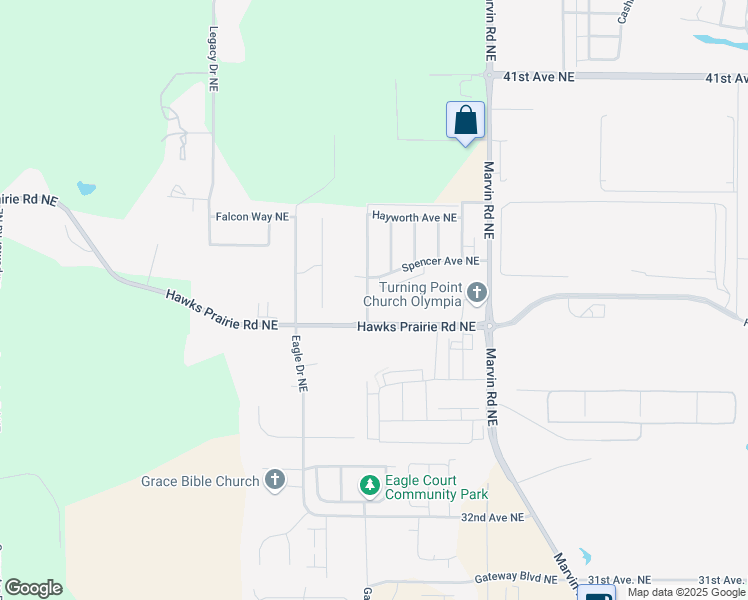 map of restaurants, bars, coffee shops, grocery stores, and more near 3518 Hepburn Street Northeast in Lacey