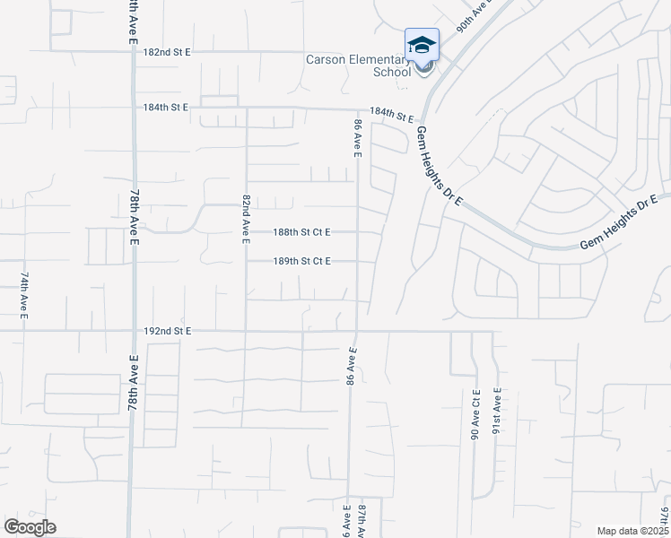 map of restaurants, bars, coffee shops, grocery stores, and more near 8509 191st Street East in Puyallup