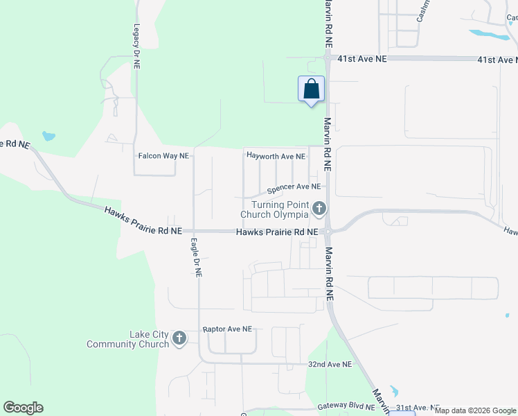 map of restaurants, bars, coffee shops, grocery stores, and more near 7107 Monroe Lane Northeast in Lacey
