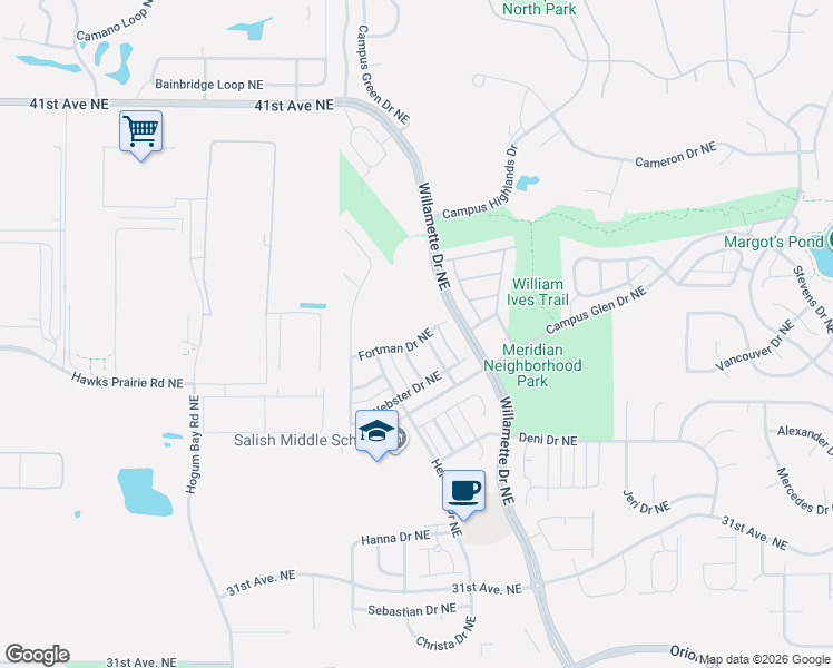 map of restaurants, bars, coffee shops, grocery stores, and more near 8644 Fortman Drive Northeast in Lacey
