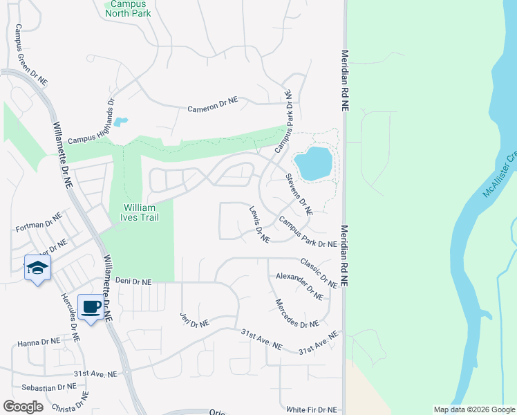 map of restaurants, bars, coffee shops, grocery stores, and more near 9248 Lewis Drive Northeast in Lacey