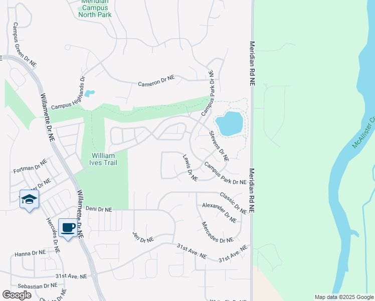 map of restaurants, bars, coffee shops, grocery stores, and more near 9232 Lewis Drive Northeast in Lacey