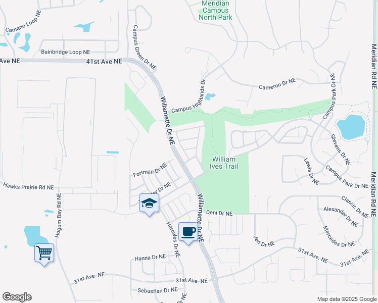 map of restaurants, bars, coffee shops, grocery stores, and more near 8705 Oslo Lane Northeast in Lacey