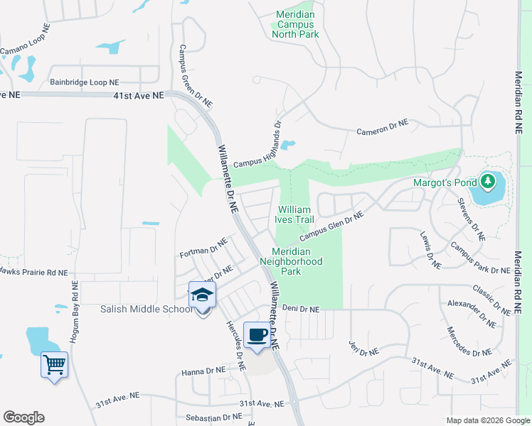 map of restaurants, bars, coffee shops, grocery stores, and more near 8705 Oslo Lane Northeast in Lacey