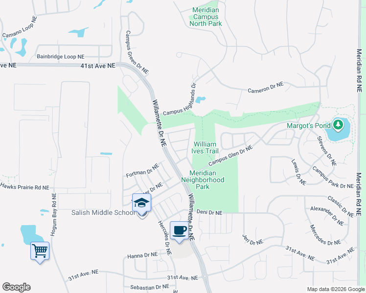 map of restaurants, bars, coffee shops, grocery stores, and more near 8705 Oslo Lane Northeast in Lacey