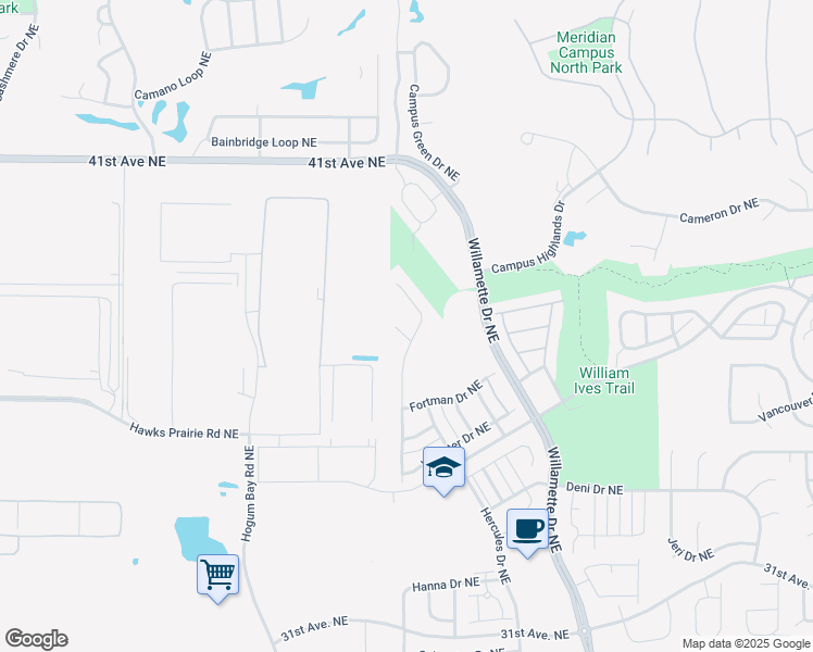 map of restaurants, bars, coffee shops, grocery stores, and more near 3728 Lanyard Drive Northeast in Lacey