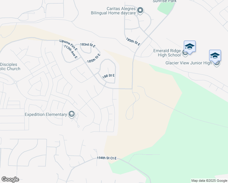 map of restaurants, bars, coffee shops, grocery stores, and more near 11718 189th Street East in Puyallup