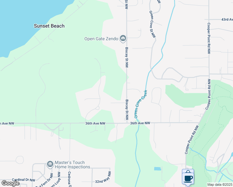 map of restaurants, bars, coffee shops, grocery stores, and more near 3816 Pennant Court Northwest in Olympia