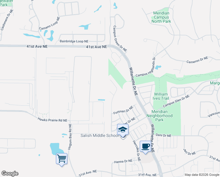 map of restaurants, bars, coffee shops, grocery stores, and more near 8500 Lackland Court Northeast in Lacey