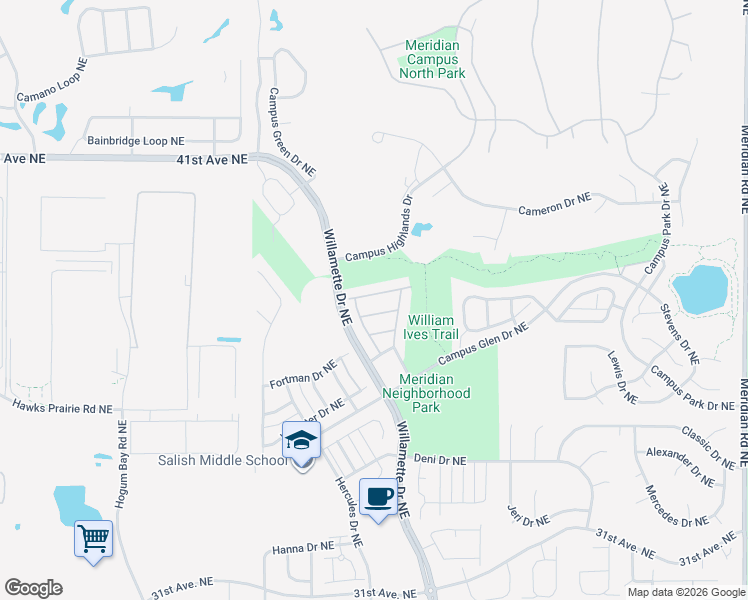map of restaurants, bars, coffee shops, grocery stores, and more near 3648 London Loop Northeast in Lacey