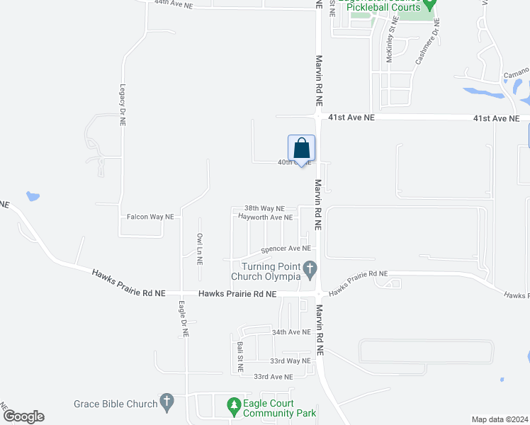 map of restaurants, bars, coffee shops, grocery stores, and more near 7202 Hayworth Avenue Northeast in Lacey