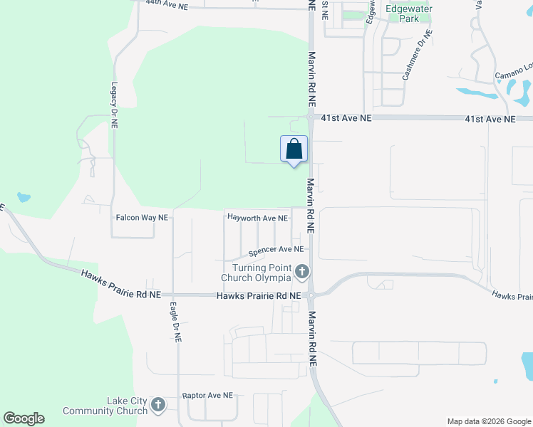 map of restaurants, bars, coffee shops, grocery stores, and more near 7202 Hayworth Avenue Northeast in Lacey