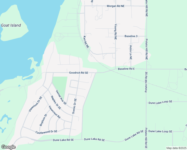 map of restaurants, bars, coffee shops, grocery stores, and more near 9577 Goodrich Road Southeast in Moses Lake