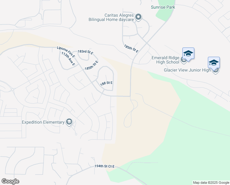 map of restaurants, bars, coffee shops, grocery stores, and more near 11718 189th Street East in Puyallup