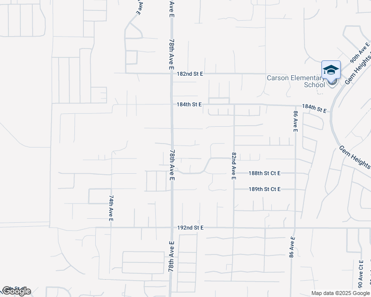 map of restaurants, bars, coffee shops, grocery stores, and more near 7806 186th Street Court East in Puyallup