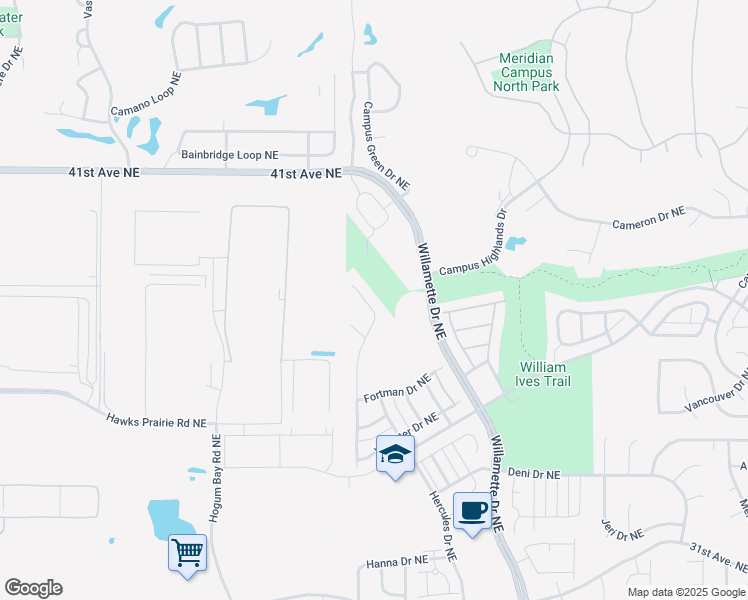 map of restaurants, bars, coffee shops, grocery stores, and more near 3728 Lanyard Drive Northeast in Lacey
