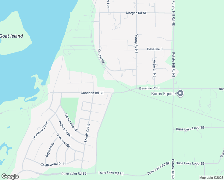map of restaurants, bars, coffee shops, grocery stores, and more near 9577 Goodrich Road Southeast in Moses Lake