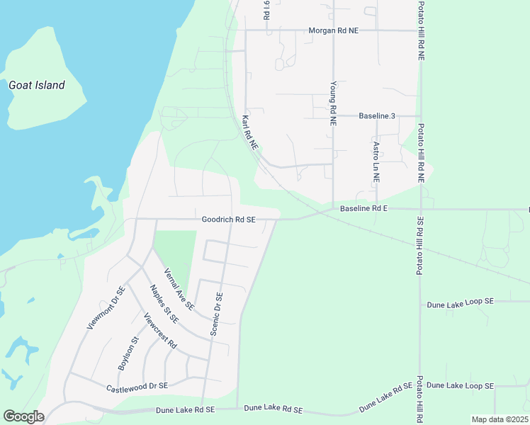 map of restaurants, bars, coffee shops, grocery stores, and more near 9548 Goodrich Road Southeast in Moses Lake