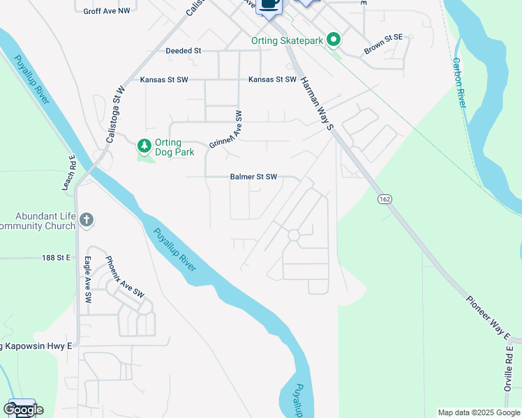map of restaurants, bars, coffee shops, grocery stores, and more near 508 Carrier Avenue Southwest in Orting