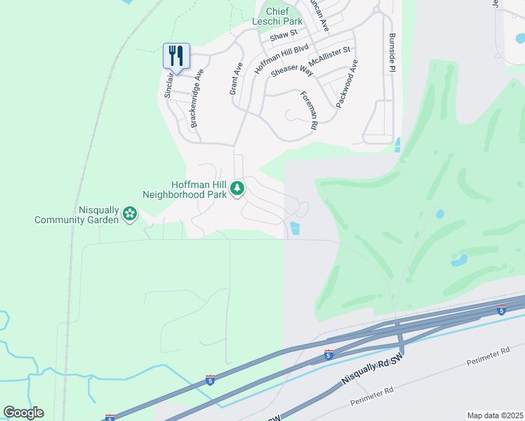 map of restaurants, bars, coffee shops, grocery stores, and more near 3500 Hoffman Hill Boulevard in DuPont