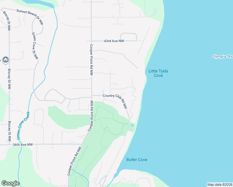 map of restaurants, bars, coffee shops, grocery stores, and more near 2620 Country Club Road Northwest in Olympia