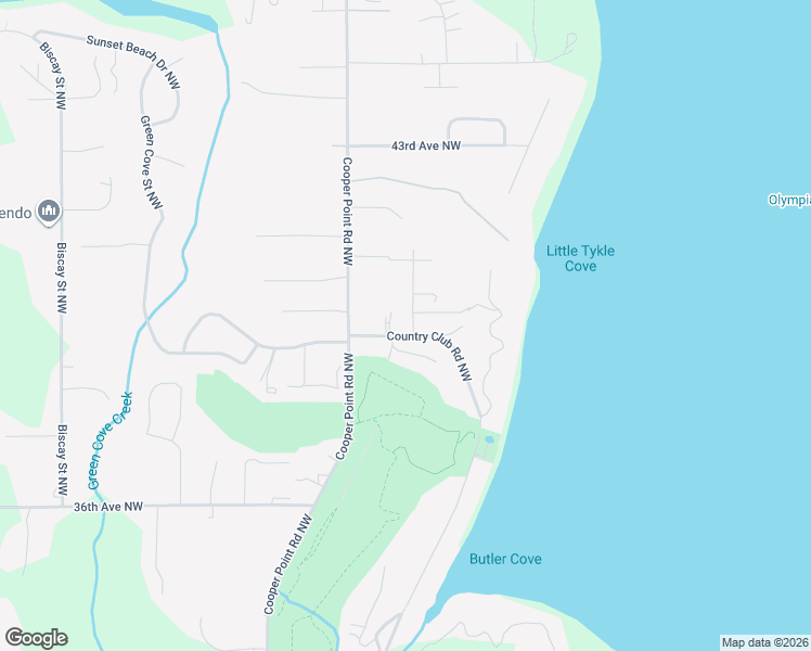 map of restaurants, bars, coffee shops, grocery stores, and more near 2712 Country Club Road Northwest in Olympia