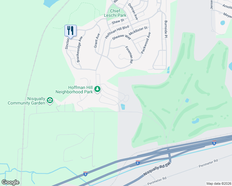 map of restaurants, bars, coffee shops, grocery stores, and more near 1163 Swan Loop in DuPont