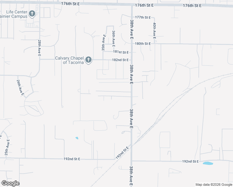 map of restaurants, bars, coffee shops, grocery stores, and more near 3625 185th Street Court East in Tacoma