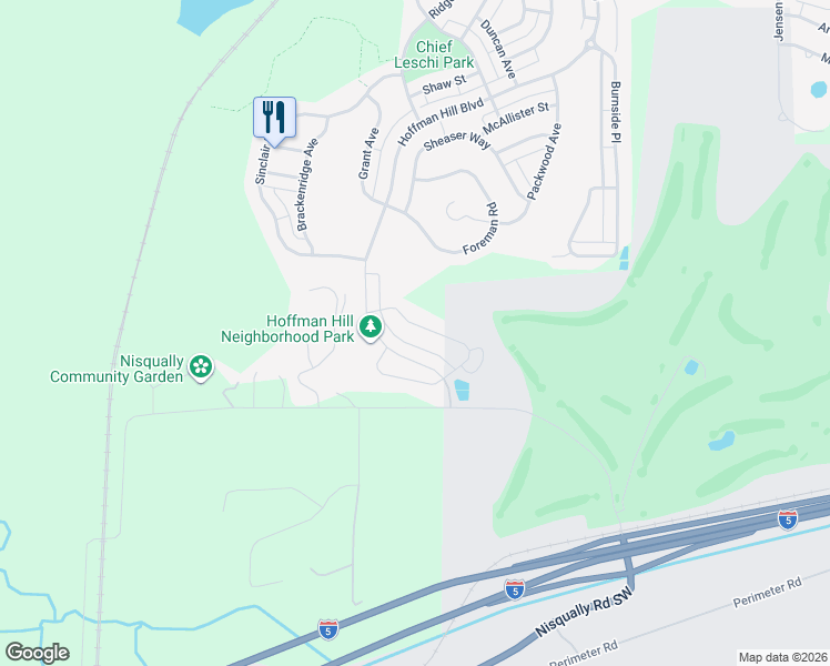 map of restaurants, bars, coffee shops, grocery stores, and more near 3500 Hoffman Hill Boulevard in DuPont
