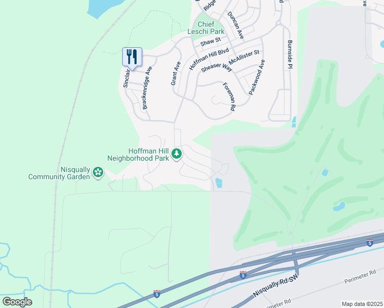 map of restaurants, bars, coffee shops, grocery stores, and more near 1187 Swan Loop in DuPont