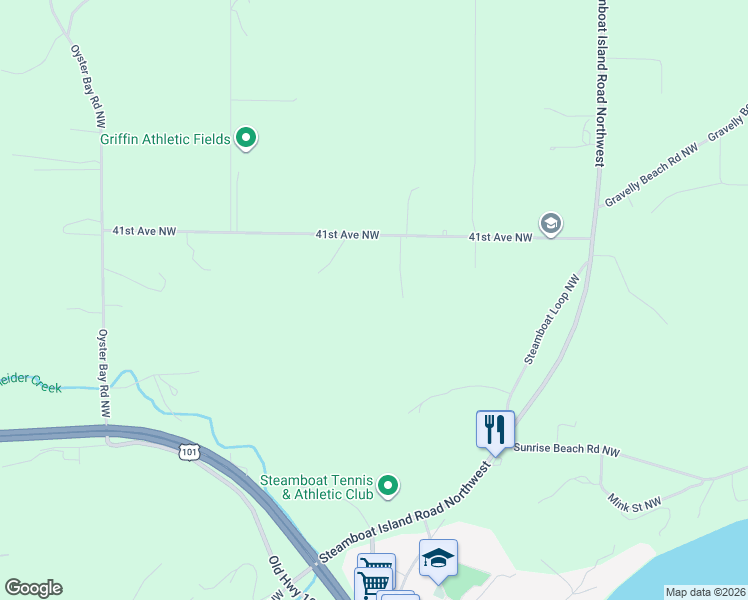 map of restaurants, bars, coffee shops, grocery stores, and more near 6611 41st Avenue Northwest in Olympia