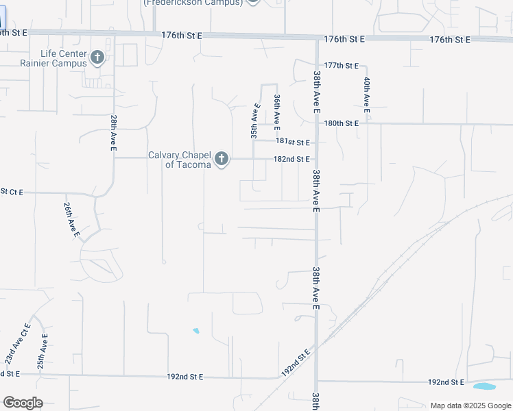 map of restaurants, bars, coffee shops, grocery stores, and more near 3502 182nd Street East in Tacoma